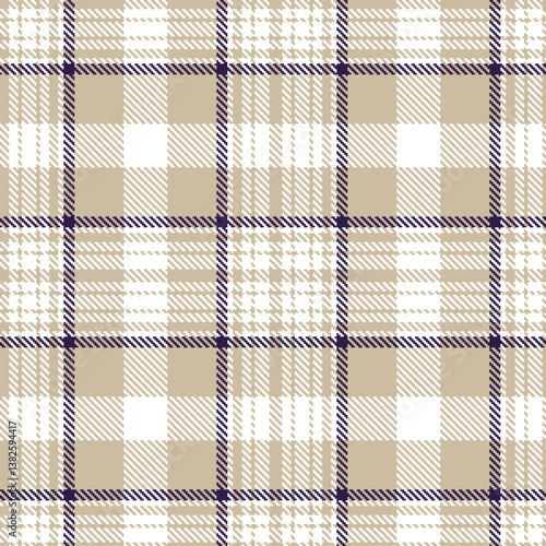 Elegant Classic putty & Mellow white Seamless Tartan Fabric Design
