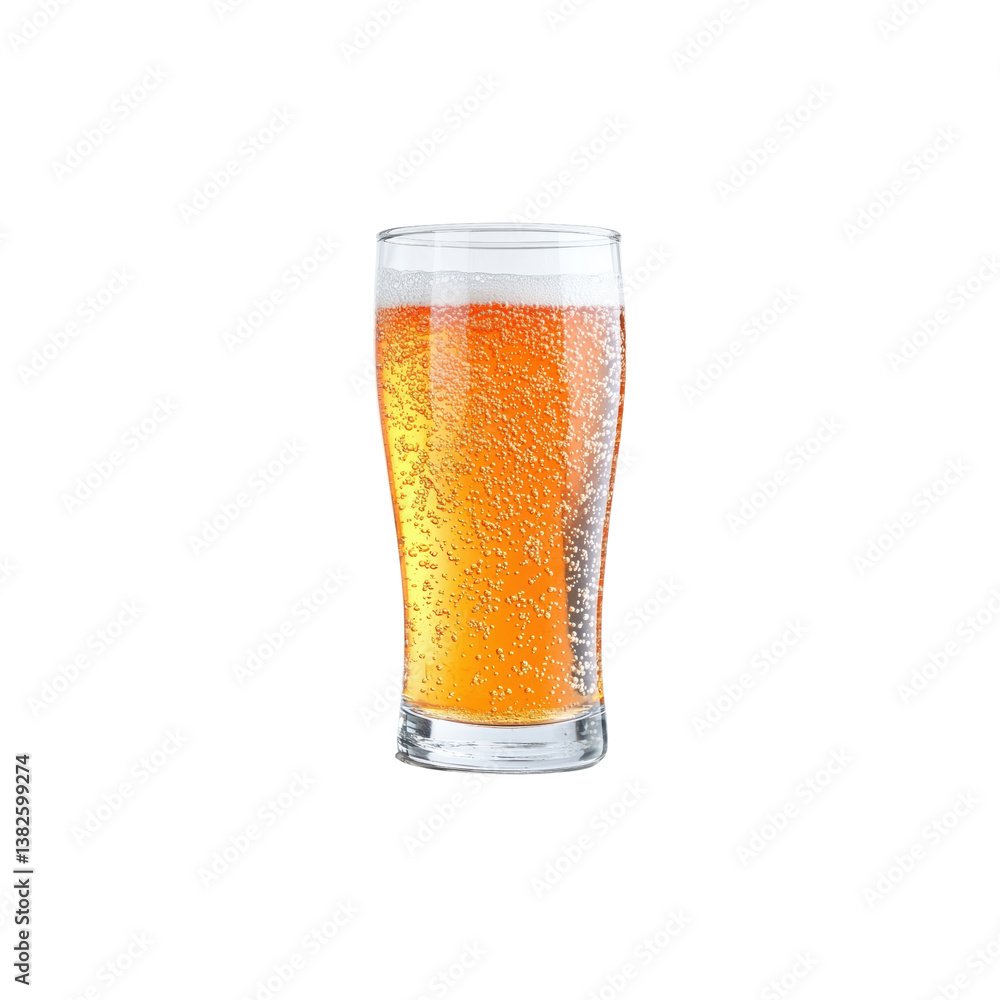 Refreshing Golden Beer in Transparent Glass with Bubbles and Foam Refreshing Golden Beer in Transparent Glass with Bubbles and Foam