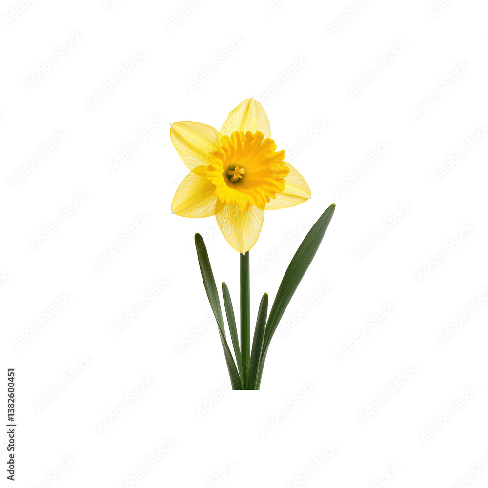 Bright Yellow Daffodil Flower Blooming in Springtime Sunshine