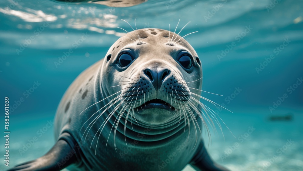 Fototapeta premium Diving image of monk seal.