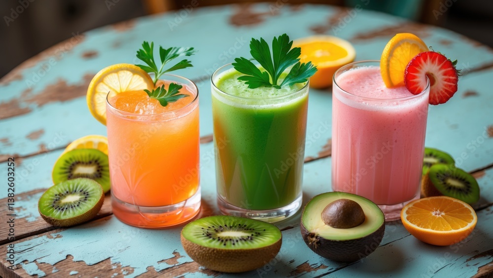 Fresh tasty juice and smoothie Fresh tasty juice and smoothie