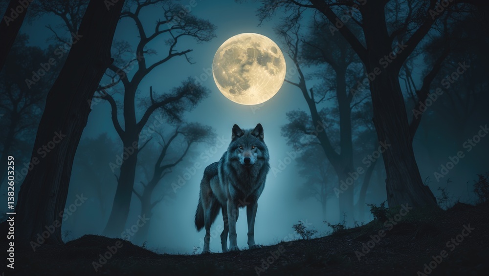 A mesmerizing scene depicts two majestic wolves standing side by side, their heads raised as they howl at the sky.