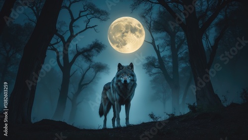 Obraz na płótnie A mesmerizing scene depicts two majestic wolves standing side by side, their heads raised as they howl at the sky. w salonie