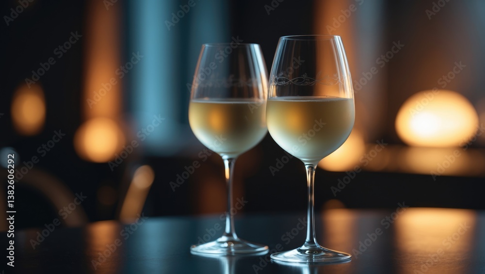 Different delicious wines in glasses on a table indoors, with selective focus. Different delicious wines in glasses on a table indoors, with selective focus.