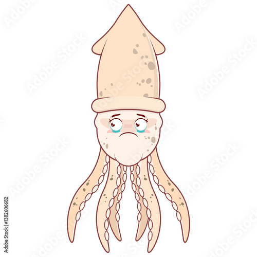 Octopus scared face cartoon cute