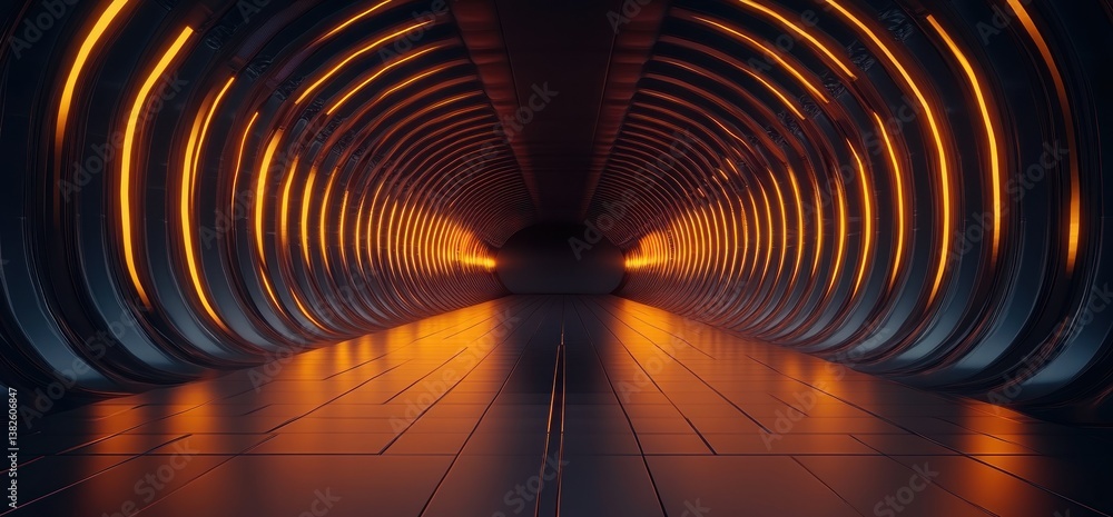 Futuristic Abstract Metallic Curved Lines Amber Glowing Cyberpunk Studio Space Futuristic Abstract Metallic Curved Lines Amber Glowing Cyberpunk Studio Space