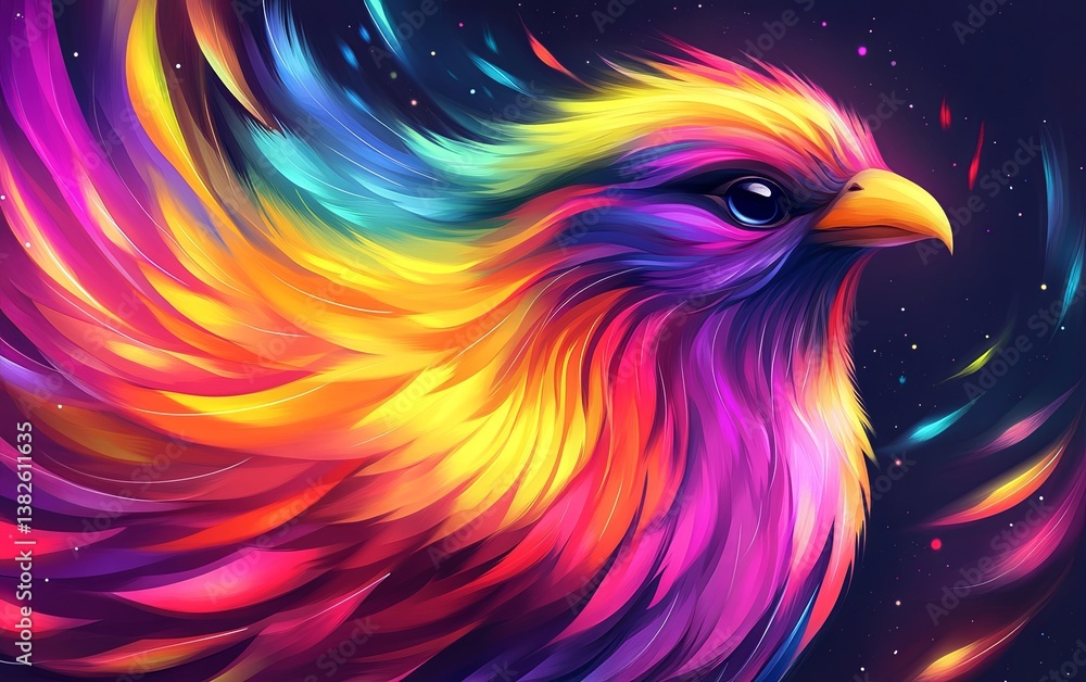 Fototapeta premium Colorful Bird Silhouette in Double Exposure Style