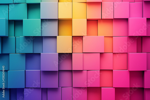 Colorful Gradient Cube Wall Texture Background for Modern Design Projects