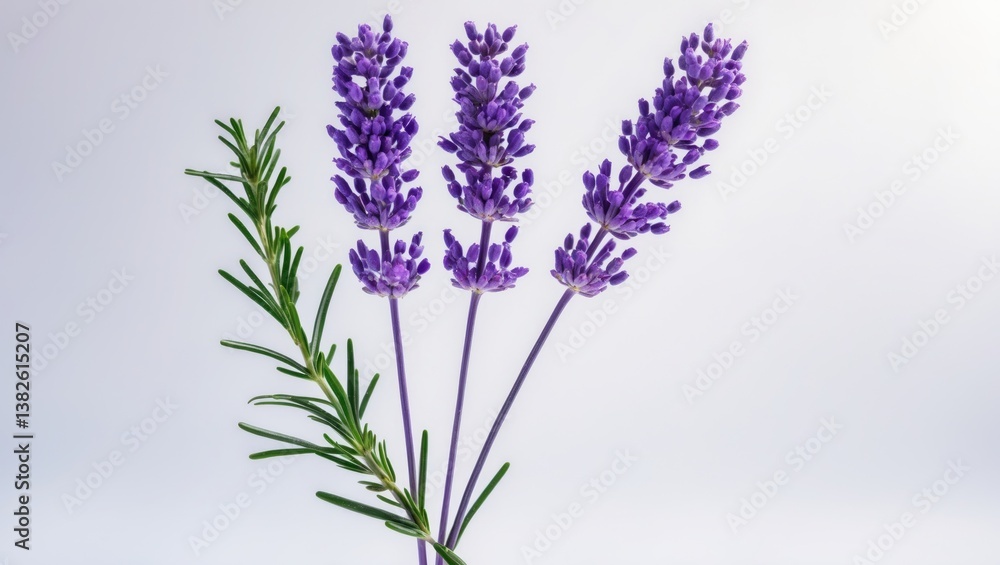 Naklejka premium Flower violet lavender herb presented on a white background.
