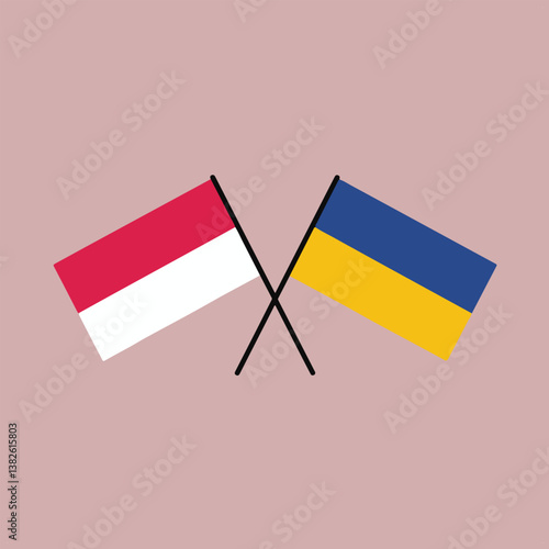 Crossed flags of Poland and Ukraine Vector illustration of national symbols