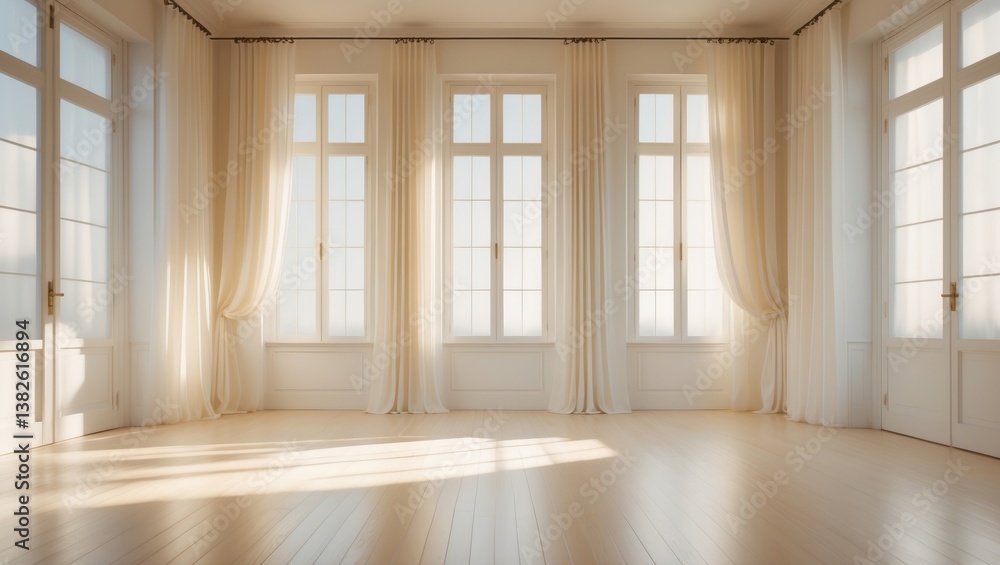 Empty room, wall, and window showcasing an interior concept, space for furniture like a sofa, table, and carpet decoration. Empty room, wall, and window showcasing an interior concept, space for furniture like a sofa, table, and carpet decoration.