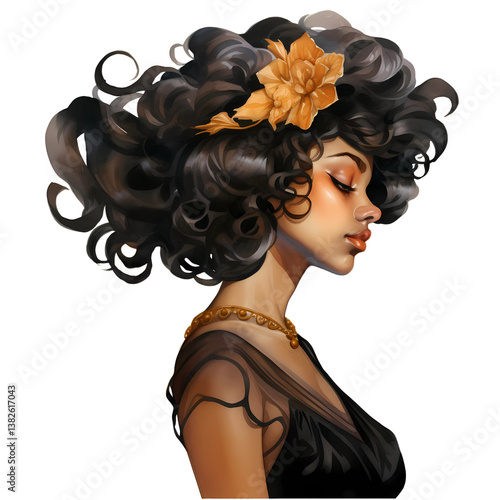 Elegant Afro-Inspired Women Portraits – Fashion Illustration Clipart