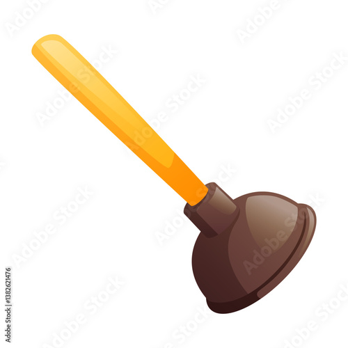 Vector illustration of a rubber plunger for cleaning in the bathroom, to remove clogged pipes. Spring cleaning, cleaning, cleanliness in the house.