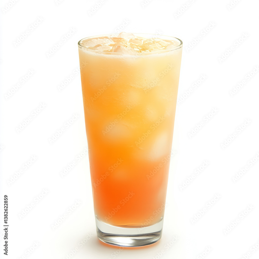 A close-up of a refreshing agua fresca, a light fruit drink made with fresh fruits, water, and a touch of sugar, served in a tall glass, isolated on clean white background. A close-up of a refreshing agua fresca, a light fruit drink made with fresh fruits, water, and a touch of sugar, served in a tall glass, isolated on clean white background.