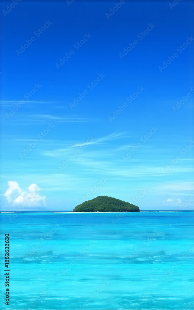 Fototapeta premium a desert island and blue sky. Copy space 