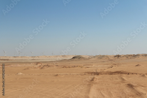 Desert scenery on the road trip from Hurghada to Cairo, Egypt
