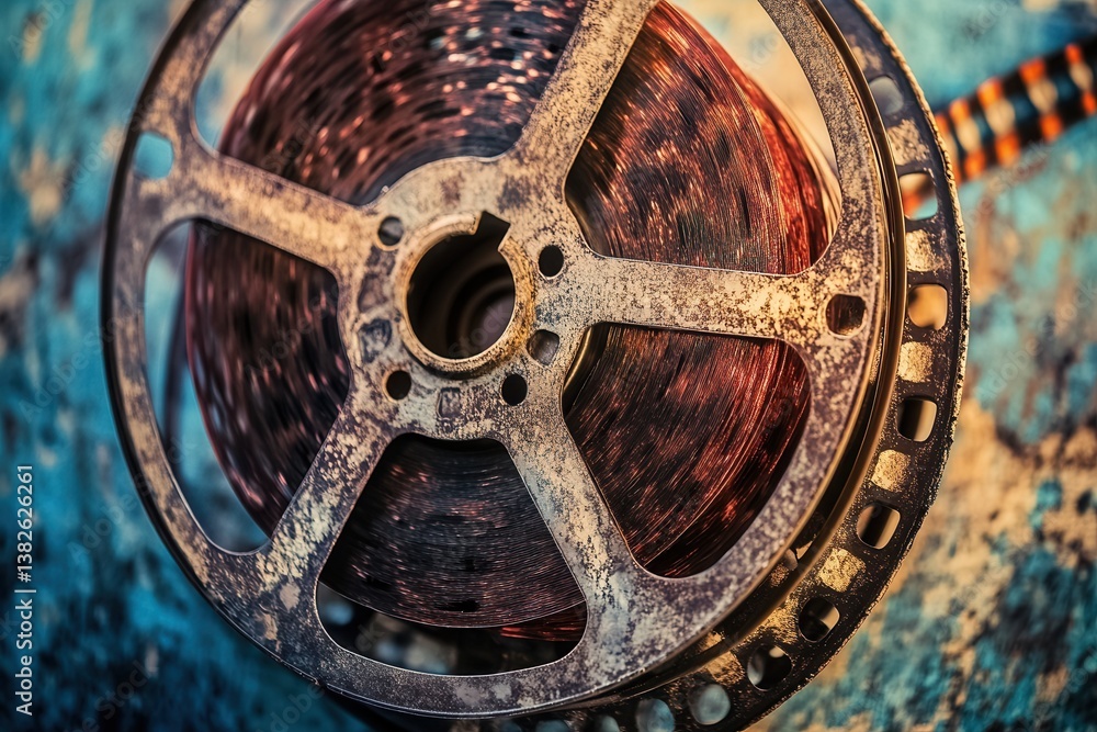 Obraz premium Old film reel evokes nostalgia and celebrates the timeless art of cinema
