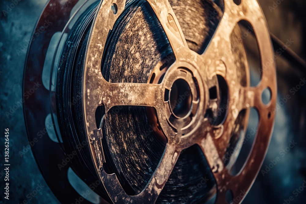 Obraz premium Film reel represents the golden age of cinema and the evolution of movie making