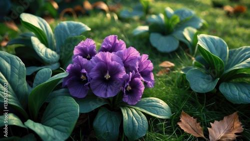 Amidst the spring greenery, delicate violets flourish, echoing the splendor of nature's renewal.