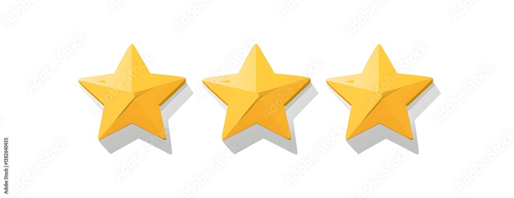 Three yellow stars rating, review, customer feedback, on white Three yellow stars rating, review, customer feedback, on white