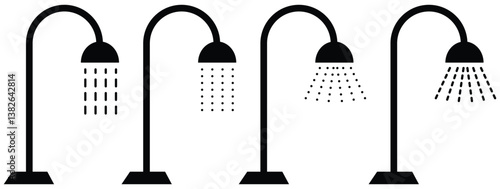 Shower and Bathtub Bundle of Related Line Icons. Outline Signs for Graphic and Web Design.