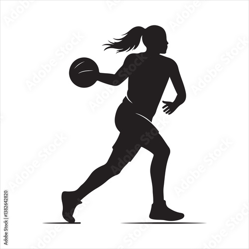 Female Basketball Player Silhouette in Action