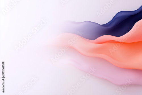Abstract pastel colored wavy shapes flowing on white background
