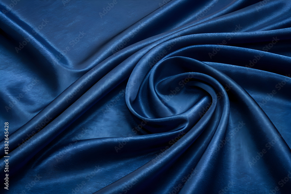 Fototapeta premium Luxurious Navy Blue Silk Fabric Texture Background.