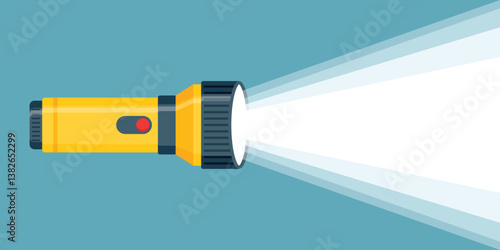 Flashlight icon in flat style. Electric lamp vector illustration on isolated background. Pocket lantern sign business concept.
