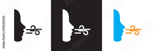 Breath  icon. Vector  for websites, mobile interfaces, presentations,  banner, visual branding etc. Vector illustration. isolated on white and black background. EPS 10