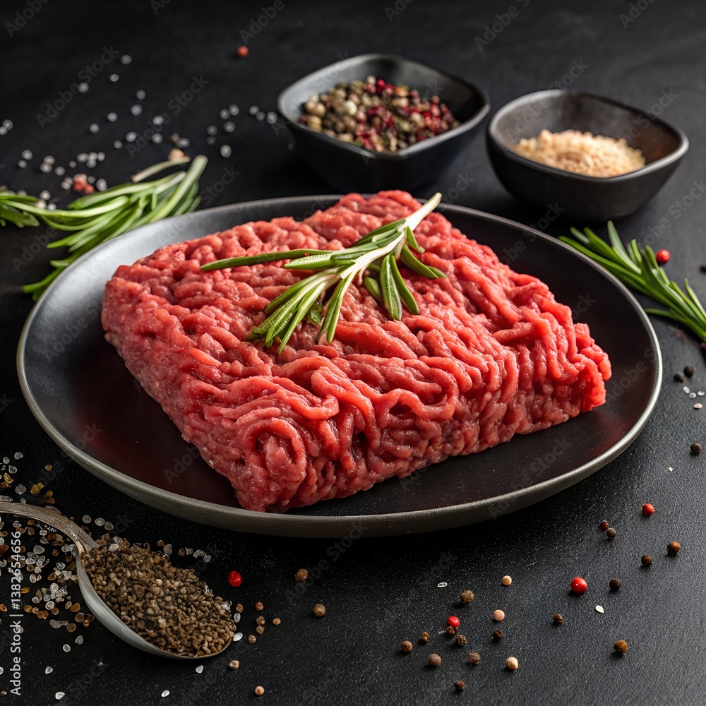 Fresh Ground Beef with Rosemary Garnish Fresh Ground Beef with Rosemary Garnish