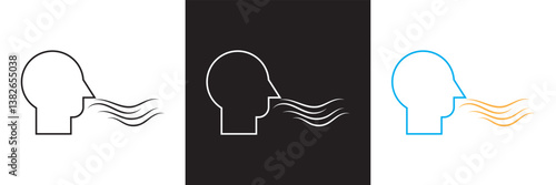 Breath  icon. Vector  for websites, mobile interfaces, presentations,  banner, visual branding etc. Vector illustration. isolated on white and black background. EPS 10