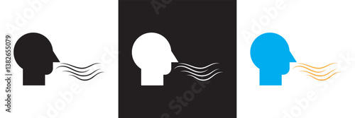 Breath  icon. Vector  for websites, mobile interfaces, presentations,  banner, visual branding etc. Vector illustration. isolated on white and black background. EPS 10