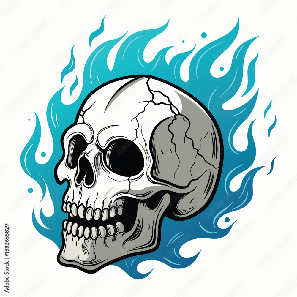 Create a vector illustration of a haunted skull with bold, dramatic strokes, emphasizing a creepy and gothic aesthetic. Include intricate details. Create a vector illustration of a haunted skull with bold, dramatic strokes, emphasizing a creepy and gothic aesthetic. Include intricate details.