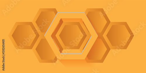 Abstract Background with 3d hexagon yellow papercut layer