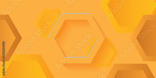 Abstract Background with 3d hexagon yellow papercut layer