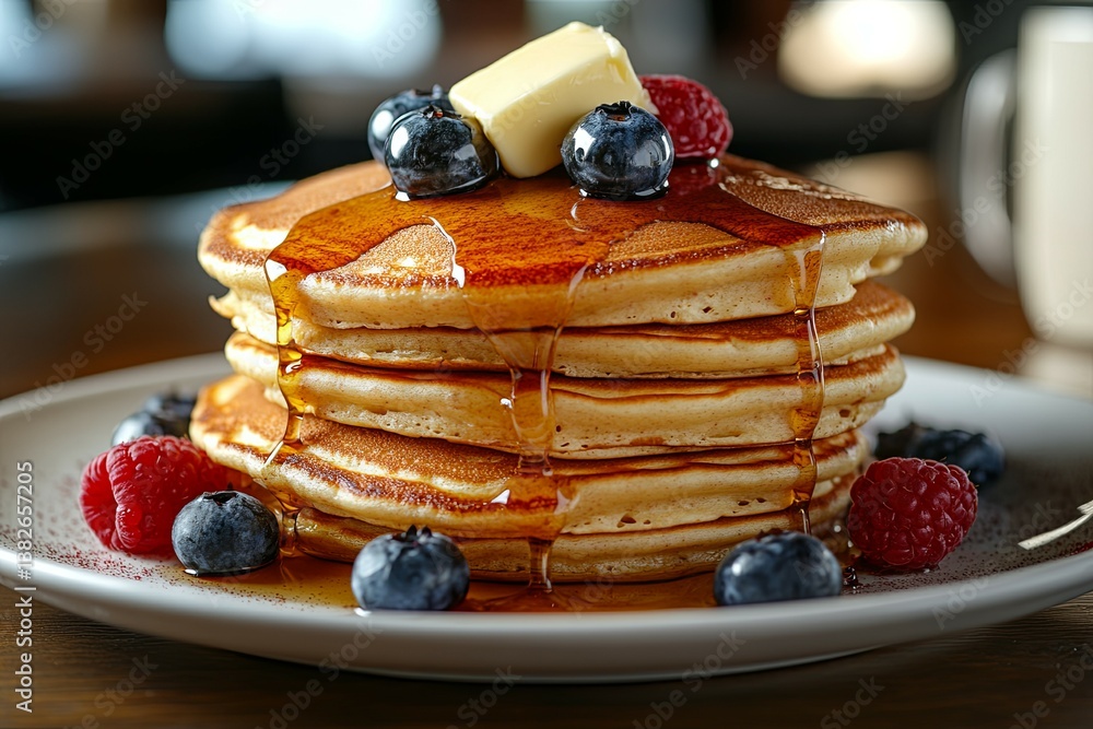 custom made wallpaper toronto digitalDelicious stack of pancakes topped with fruit and drizzled syrup