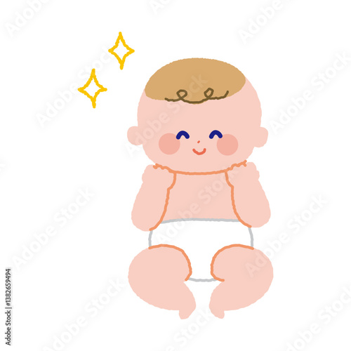清潔でご機嫌な赤ちゃんの全身線なしカラー