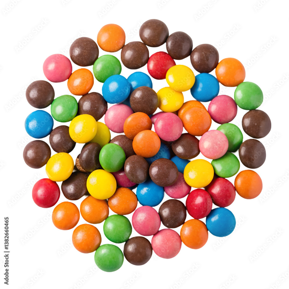 Pile of colorful chocolate candies isolated on transparent background Pile of colorful chocolate candies isolated on transparent background