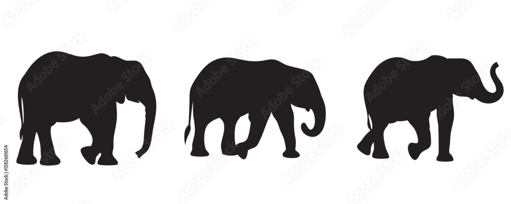 Obraz premium elephant collection, set of elephant silhouette vector illustration on a white background