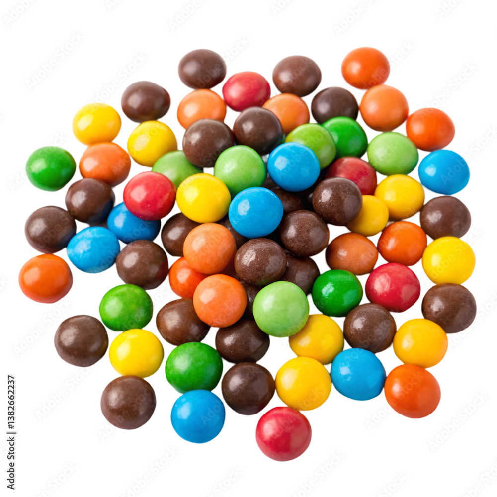 Pile of colorful chocolate candies isolated on transparent background Pile of colorful chocolate candies isolated on transparent background