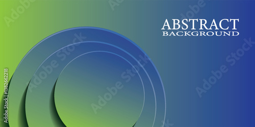 blue gradien abstract background. Dynamic shapes with 3d circle yellow papercut layer