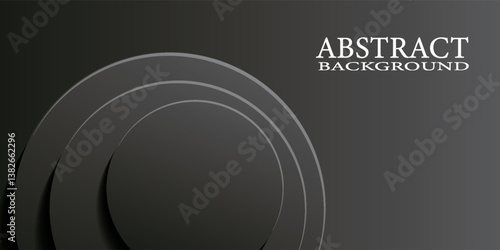 black abstract background. Dynamic shapes with 3d circle yellow papercut layer