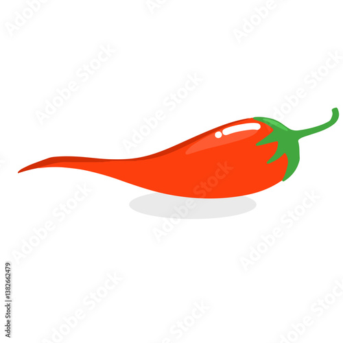 Simple design red chili flat design. Chili pepper, cartoon chili. Red hot chili pepper.  vector for packaging, snacks, design.
