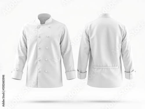 Blank white chef jacket mockup set, front view