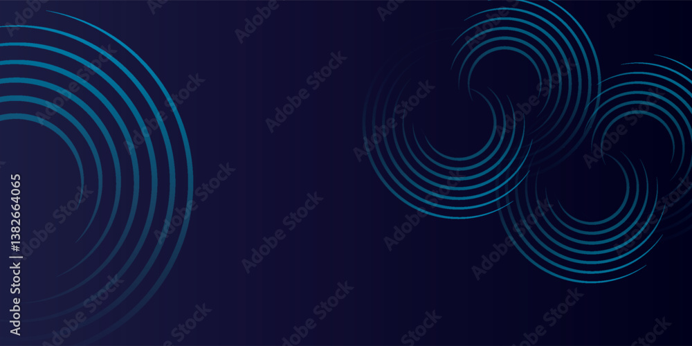 Abstract blue geometric lines glowing on dark blue background. Modern shiny blue circle lines pattern. Futuristic technology concept. Suitable for cover, poster, banner, flyer, header, website Abstract blue geometric lines glowing on dark blue background. Modern shiny blue circle lines pattern. Futuristic technology concept. Suitable for cover, poster, banner, flyer, header, website