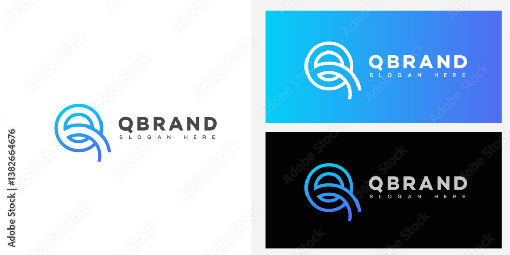 Modern Minimalist Q Letter Logo Design Gradient Blue Lines Modern Minimalist Q Letter Logo Design Gradient Blue Lines