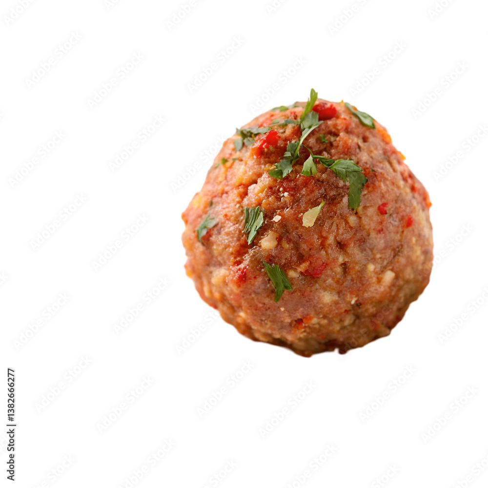 Spicy italian meatball isolated on transparent background