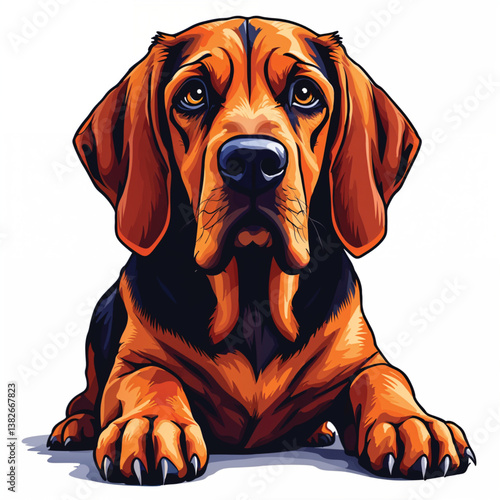 Adorable Cartoon Bloodhound Puppy Vector Illustration