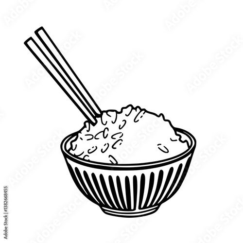 flat vector rice bowl for Asian cuisine